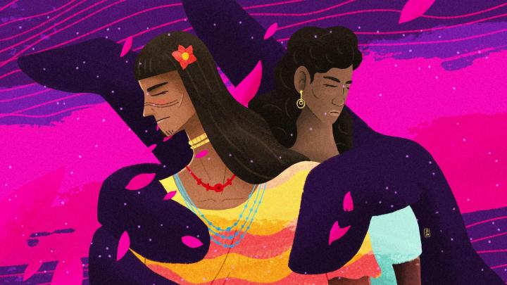 Illustration of two Colombian women