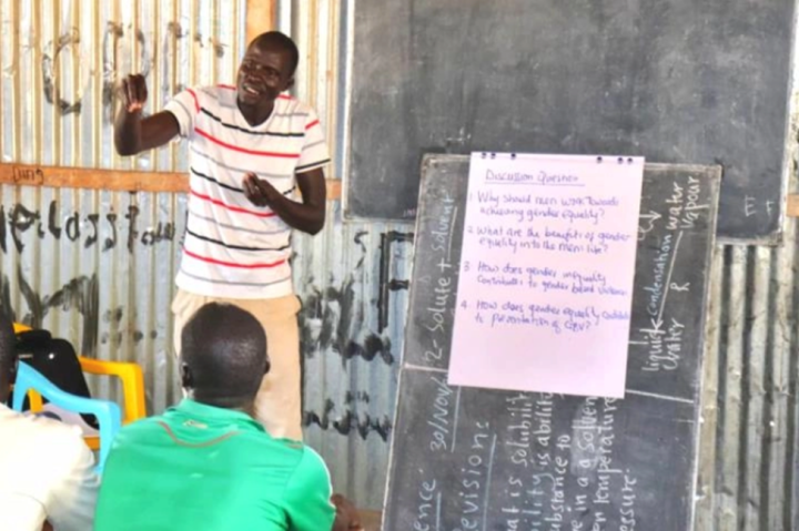 Men take part in a workshop on gender-based violence in Terekeka County, South Sudan