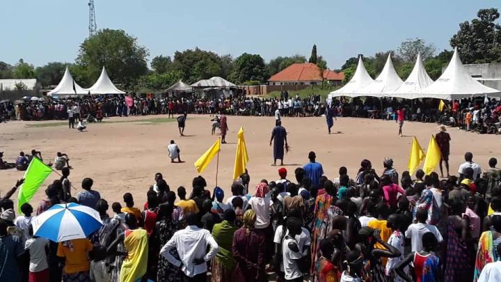 South Sudanese people gathered playing games