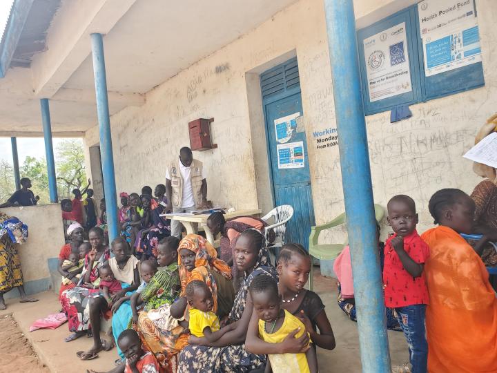 Many people gather to receive vital healthcare services at the Wedweil Primary Healthcare Unit in Aweil West.