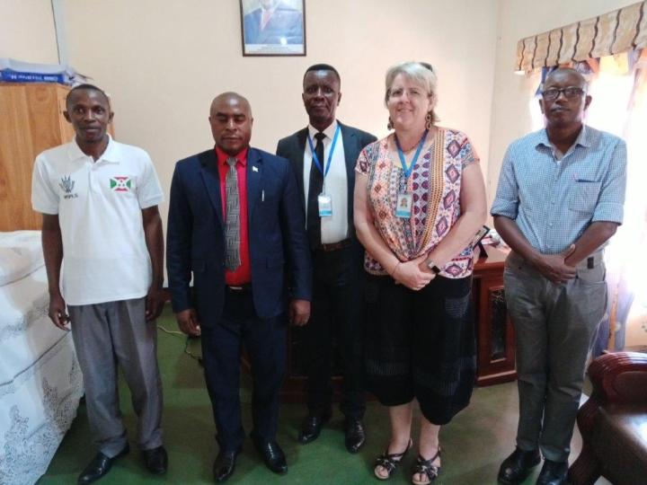 Joseph Nduwumwami with the Governor of Kayanza, the provincial health director, Karine and technical provincial assistant Jean Baptiste.