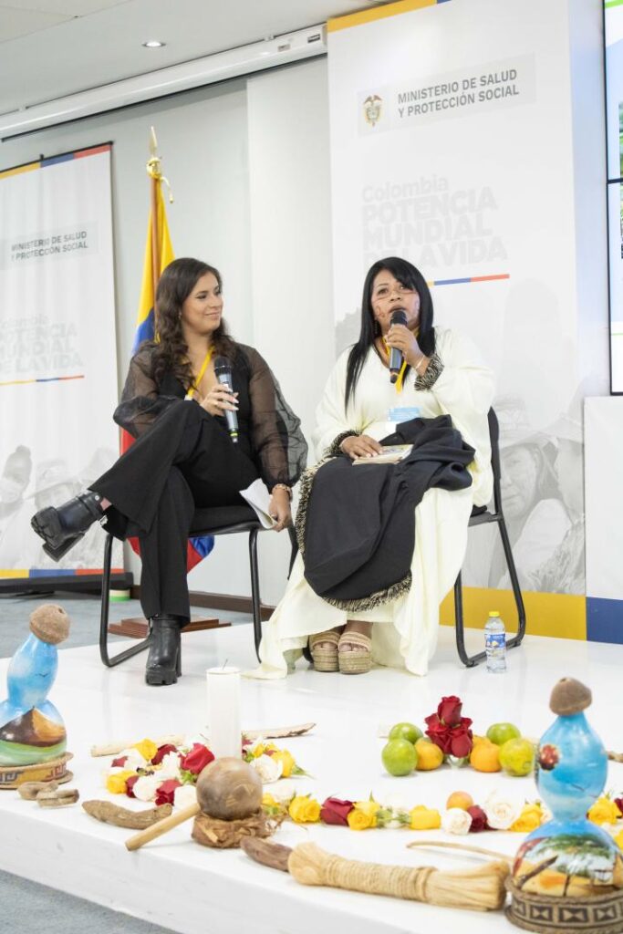 Yasmilly Sarahin Palmar Pacheco from the Wayú Women's Collective (right) shares her experiences on barriers to access health and care and the steps required for the future. Yasmilly Sarahin Palmar Pacheco from the Wayú Women's Collective (right) shares her experiences on barriers to access health and care and the steps required for the future.