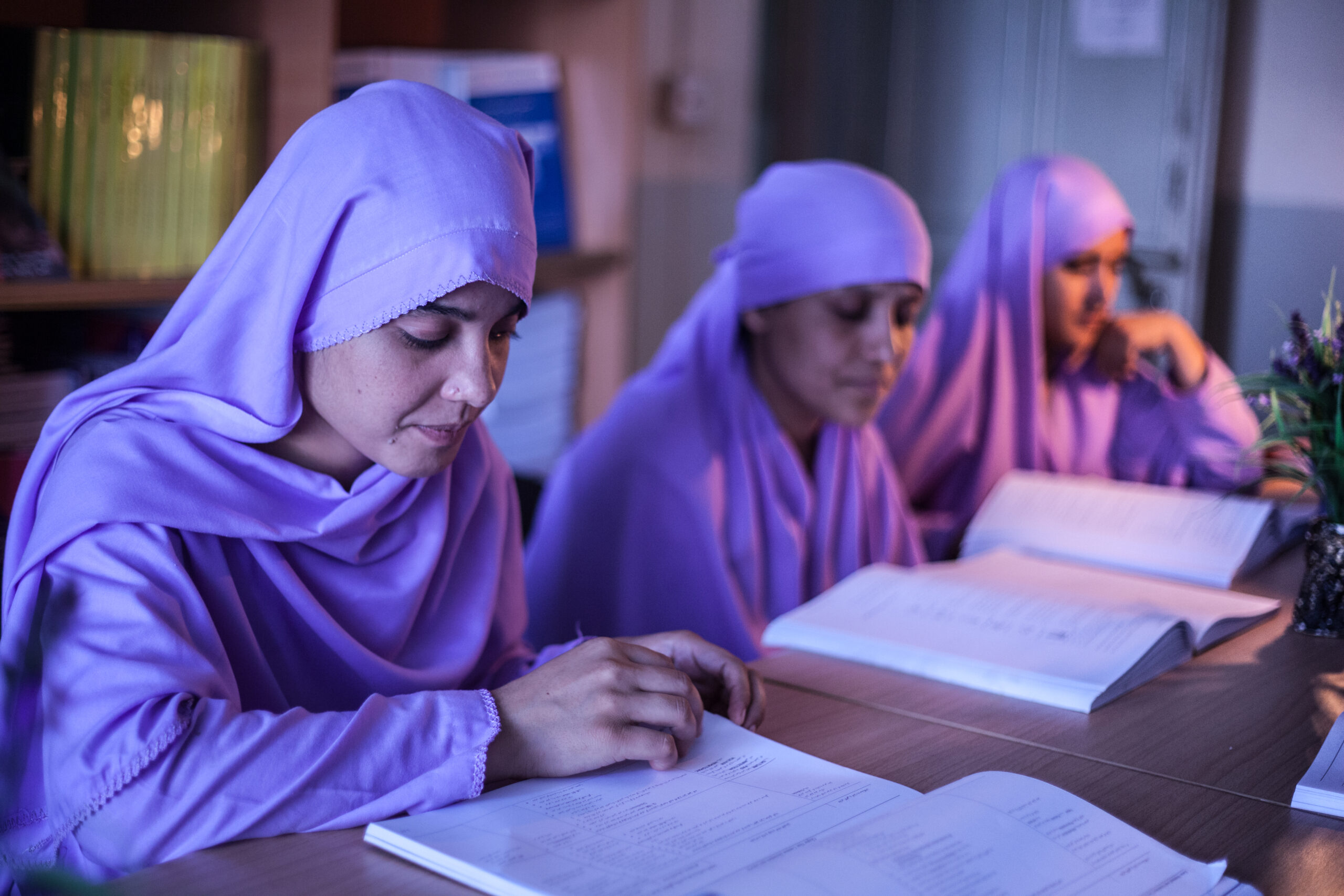 Afghan women studying